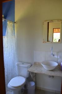 a bathroom with a toilet and a sink at Chalés Serrinha do Papagaio in Aiuruoca