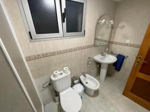 ein Badezimmer mit Toilette und Waschbecken in der Unterkunft Apartamento Playa I & II Arinaga in Arinaga + 14 Fotos