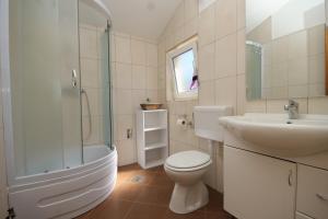 a bathroom with a toilet and a sink and a shower at Seaside secluded apartments Cove Karkavac - Scedro, Hvar - 8801 in Jelsa +46 photos