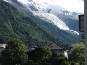 a view of a mountain with a snow covered valley at La Brise in Chamonix