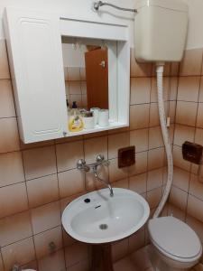 ein Bad mit einem Waschbecken und einem WC in der Unterkunft Apartment Bila - 15m from the sea in Tisno