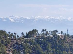 a view of a hill with trees and a mountain at Holiday home On The rocks in Murree