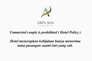 a logo for a hotel at Hotel Gren Alia Jakarta in Jakarta