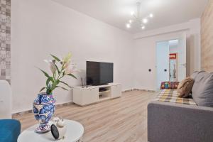 Televízia a/alebo spoločenská miestnosť v ubytovaní Apartament Mercado Central