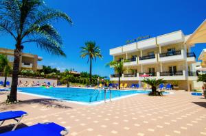 a view of the hotel from the swimming pool at Real Palace in Malia