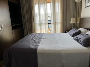 a bedroom with a large bed and a window at Hotel Bonaparte Flat Particular A in Brasilia