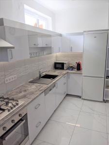 Kuchyň nebo kuchyňský kout v ubytování Marica Apartman