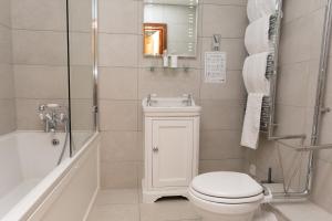 a bathroom with a toilet and a sink and a tub at D'Arcy Spice, The Apple Rooms in Stockbridge