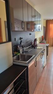 una cocina con fregadero y encimera en Borovets Hills Apartments - Studio 33, en Borovets