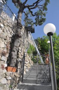 schody z drzewem i światłem ulicznym w obiekcie Casa Roberta w mieście Positano