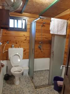 Koupelna v ubytování בקתת עץ בחורש במנות - דום גיאודזי - Wooden cabin in Manot