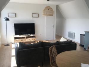 TV a/nebo společenská místnost v ubytování Nouveau! Superbe appartement avec terrasse vue mer