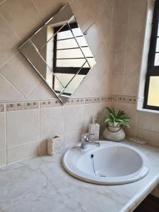 a bathroom with a sink and a mirror at La Casa Greeff Guesthouse in Pretoria