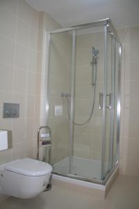 プラハにあるApartment Marilynのバスルーム(シャワー、トイレ、洗面台付)