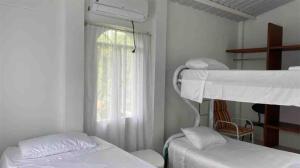 1 Schlafzimmer mit 2 Etagenbetten und einem Fenster in der Unterkunft GRANJA CAMPESTRE EN CONDOMINIO EL GUAMO-TOLIMA in Guamo