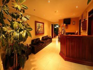 a lobby with a bar and a plant in it at Hotel Rivera in Ayacucho