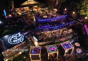 an overhead view of a restaurant at night at Fairways and Bluewater Boracay in Boracay