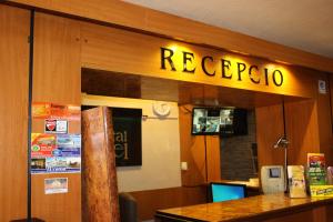 a restaurant with a sign that reads recederota at Hotel Kristal in Budapest