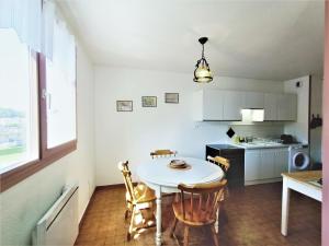 a kitchen and dining room with a table and chairs at Appartement Aix-les-Bains, 2 pièces, 2 personnes - FR-1-555-49 in Aix-les-Bains
