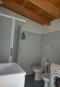 bagno con servizi igienici, lavandino e lavatrice di La Casa al Centro a Rionero in Vulture