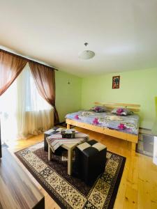 salon z łóżkiem i kanapą w obiekcie Casa Albac w Albacu