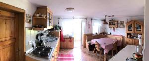 a kitchen with a sink and a table in it at Cosy country home, Lendava in Lendava