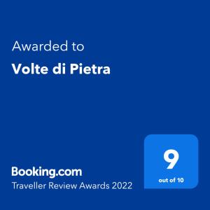 Πιστοποιητικό, βραβείο, πινακίδα ή έγγραφο που προβάλλεται στο Volte di Pietra