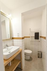 a bathroom with a sink and a toilet at BudaFlats Apartments in Budapest