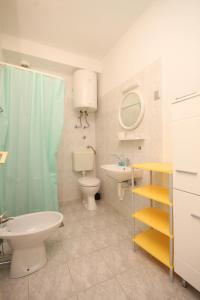 uma casa de banho com um lavatório, um WC e um chuveiro em Apartments with a parking space Artatore, Losinj - 8007 em Čunski