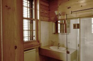 a bathroom with a sink and a mirror at Chalet de Charme, Cedars, Lebanon, Terrace Floor in Al Arz