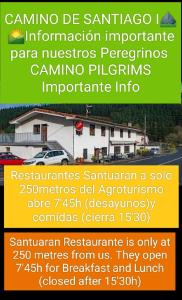 ein Flyer mit einem Bild eines Gebäudes in der Unterkunft Agroturismo Erlete Goikoa -ESTAMOS EN EL CAMINO DE SANTIAGO -WE ARE ON THE CAMINO DE SANTIAGO in Deba