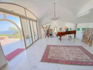 a living room with a grand piano and a rug at Villa St Maxime in Saint-Paul-de-Vence