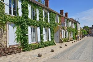 a row of houses with ivy growing on them on a street at Gîtes Isatis in Arbonne-la-Foret