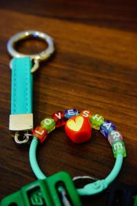 a heart key chain with a heart on it at 愛分享民宿 Love & Share House in Hualien City