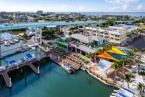 an aerial view of a marina in a city at Harbour House at the Inn 204 in Fort Myers Beach