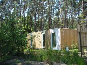 a small house in the middle of a forest at White Box in Gierle