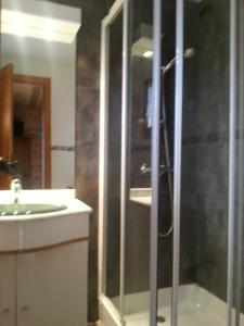 a bathroom with a shower and a sink at B&B Chalet l'Epinette in Gérardmer