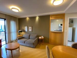 Posezení v ubytování Flat Residence Moema c/ cozinha e lavadora UH104
