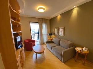 Posezení v ubytování Flat Residence Moema c/ cozinha e lavadora UH104