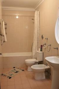 ein Bad mit einem WC und einem Waschbecken in der Unterkunft Сomfortable apartments and free garage parking in Porto