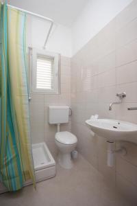 a bathroom with a toilet and a sink and a shower at Seaside holiday house Veli Rat, Dugi otok - 875 in Veli Rat