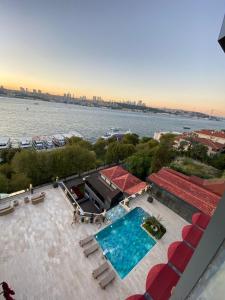 an overhead view of a swimming pool and the water at A11 HOTEL BOSPHORUS in Istanbul