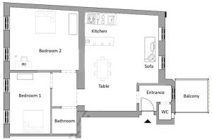 een plattegrond van een huis bij Helle 4 Zimmer Familien-Wohnung mit Balkon! Schloss Schönbrunn in Gehdistanz in Wenen
