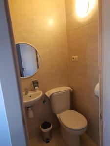 La petite salle de bains est pourvue de toilettes et d'un lavabo. dans l'établissement Room in Lodge - Las Quintas de los Mangas Verdes, à Quintana Redonda
