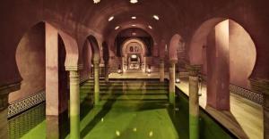 a room with a pool of water in a building at Victoria loft in Castell de Ferro