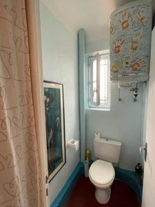 a bathroom with a toilet and a window at Castillon - Maritime Alpes in Castillon