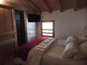 Schlafzimmer mit einem Bett, einem TV und einem Fenster in der Unterkunft Appartement Les Gets, 4 pièces, 6 personnes - FR-1-598-53 in Les Gets