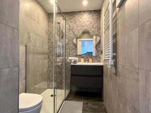 a bathroom with a shower and a toilet and a sink at Prime Loft ANDORRA in Pas de la Casa