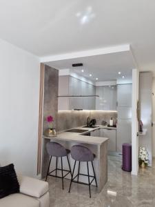 Superb Apartment "50Shades" with balcony and free parking in the garage的厨房或小厨房