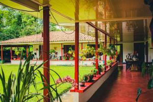 a building with a bunch of potted plants in it at Villa Cristina - Casa Boutique in Pereira